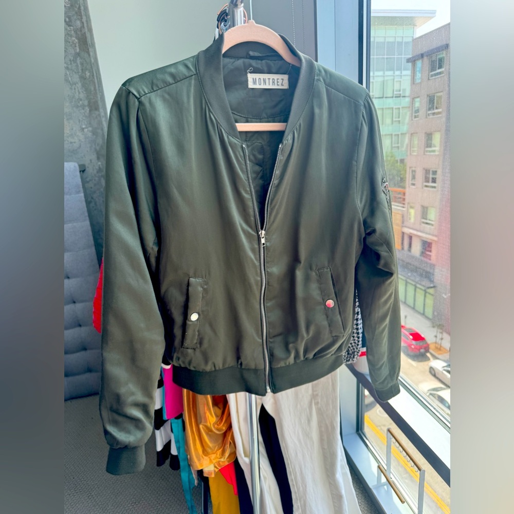 Olive green army bomber aviator jacket